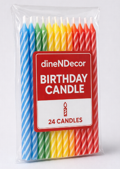 Premium Birthday Candles Pack of 24 | Colorful Smokeless Cake Candles